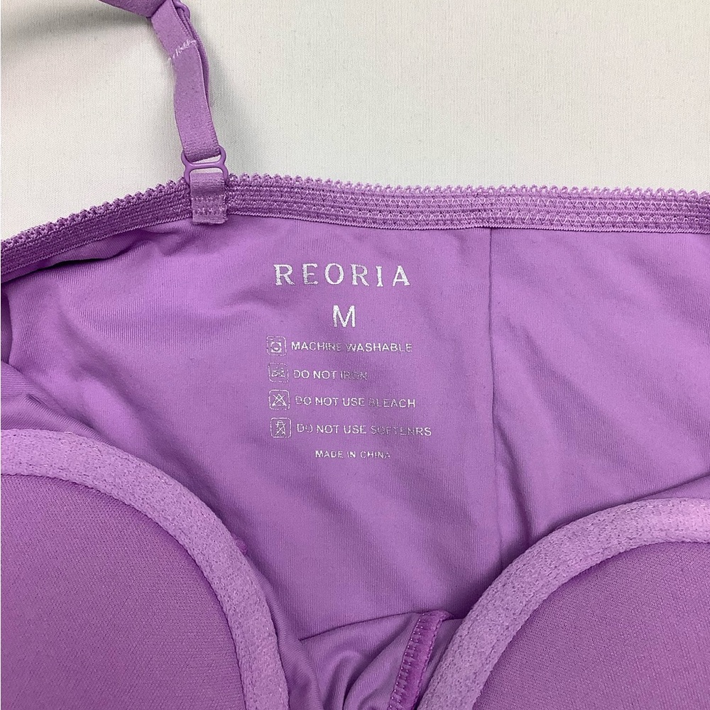 REORIA Lace Bustier Crop Top Purple Medium Underwire Corset Bralette NWOT - Picture 2 of 4